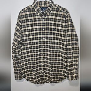Polo Ralph Lauren Navy Blue Tartan Plaid Button Down Shirt  Sz Large Classic Fit